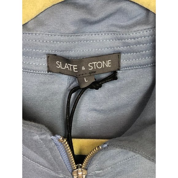 Slate and Stone NWT Sweatshirt Large Quarter Zip French Terry Light Blue - Picture 6 of 9